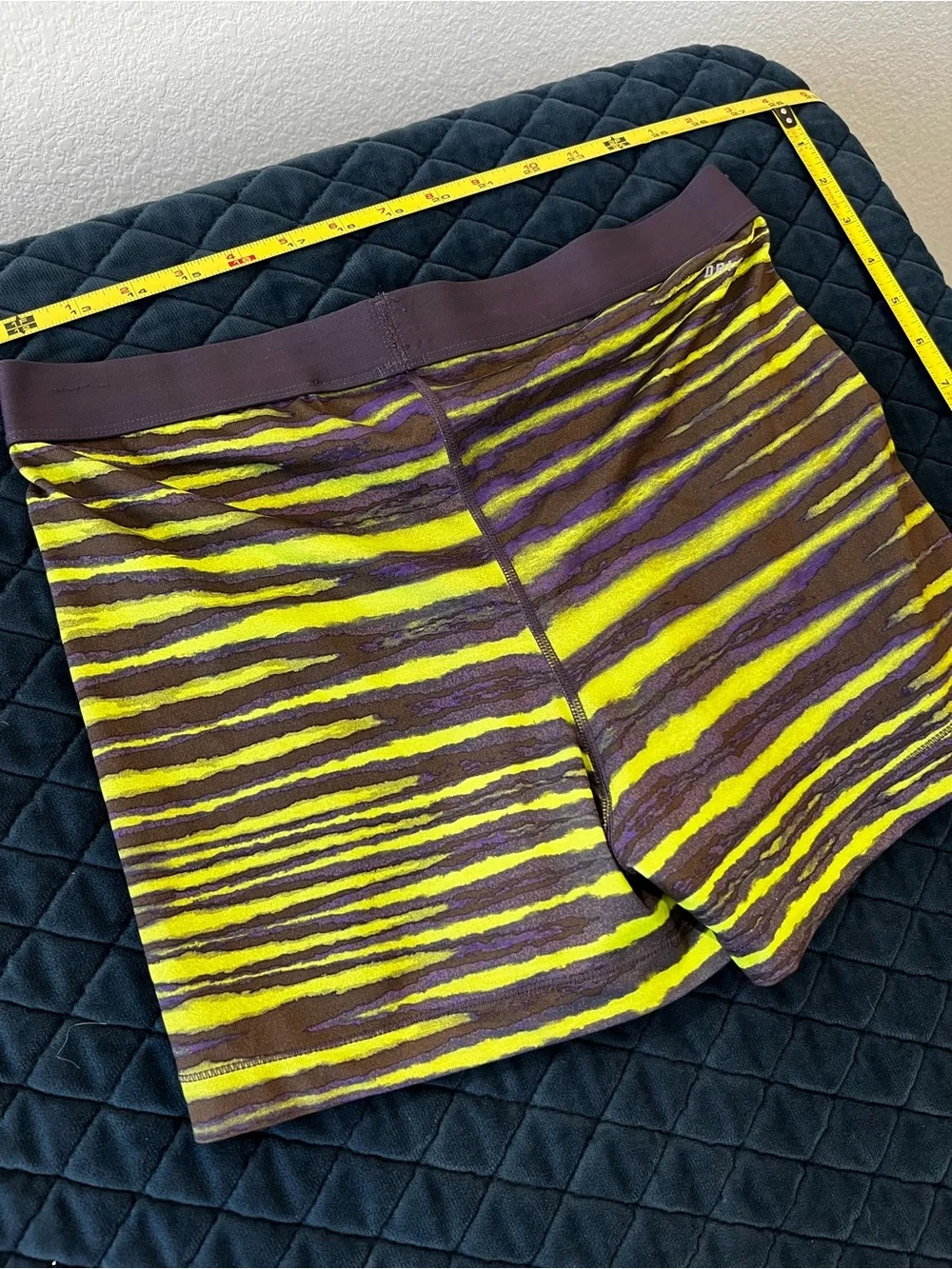 Nike Pro Men’s Yellow and Purple Striped Compression Shorts